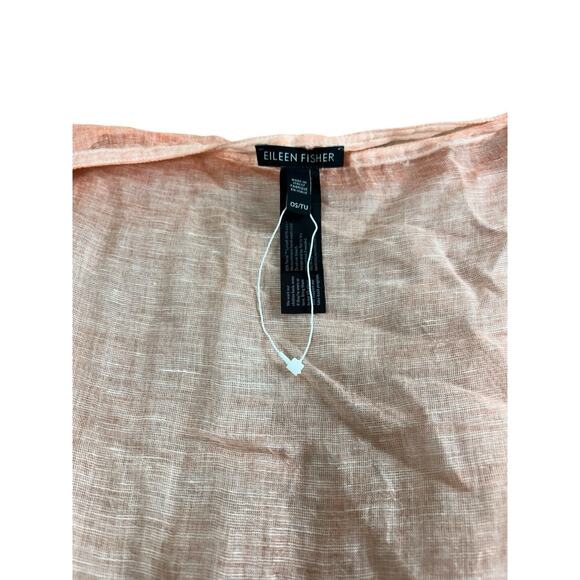 Eileen Fisher Linen Blend Peach Poncho Top One Size Raw Edge Layer Blouse New - Picture 5 of 9